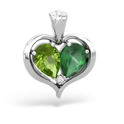 Peridot Two Become One 14K White Gold pendant P5330