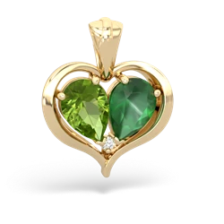 Peridot Two Become One 14K Yellow Gold pendant P5330