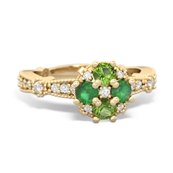 Peridot Sparkling Tiara Cluster 14K Yellow Gold ring R26293RD