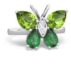 Peridot Butterfly 14K White Gold ring R2215