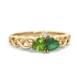 Peridot Heart To Heart Braid 14K Yellow Gold ring R5870