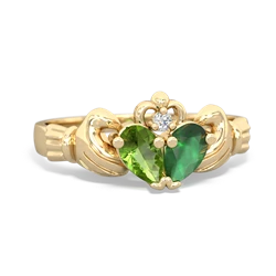 Peridot 'Our Heart' Claddagh 14K Yellow Gold ring R2388