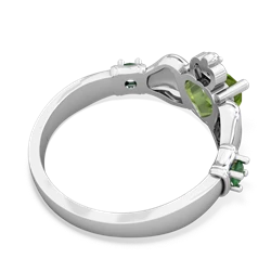 Peridot Claddagh Keepsake 14K White Gold ring R5245