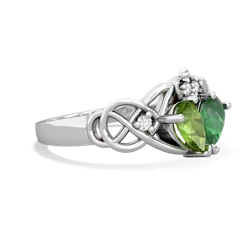 Peridot 'One Heart' Celtic Knot Claddagh 14K White Gold ring R5322