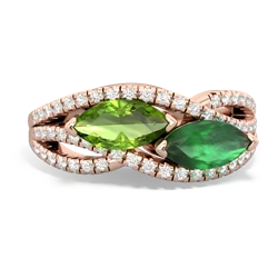 Peridot Diamond Rivers 14K Rose Gold ring R3070