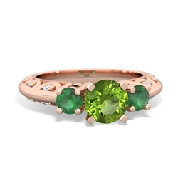 Peridot Art Deco Eternal Embrace Engagement 14K Rose Gold ring C2003