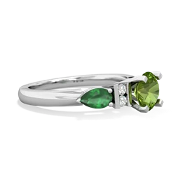 Peridot 6Mm Round Eternal Embrace Engagement 14K White Gold ring R2005