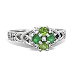 Peridot Celtic Knot Cluster Engagement 14K White Gold ring R26443RD