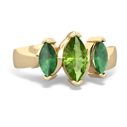 Peridot Three Peeks 14K Yellow Gold ring R2433