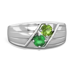 Peridot Men's Streamline 14K White Gold ring R0460