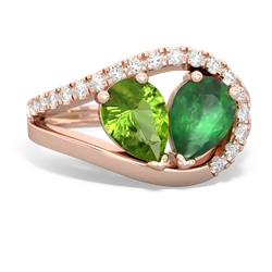 Peridot Nestled Heart Keepsake 14K Rose Gold ring R5650