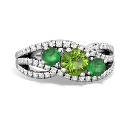 Peridot Three Stone Aurora 14K White Gold ring R3080