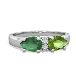 Peridot Pear Bowtie 14K White Gold ring R0865