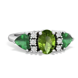 Peridot Antique Style Three Stone 14K White Gold ring R2186