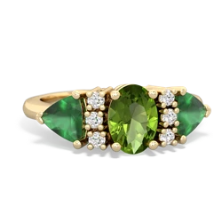 Peridot Antique Style Three Stone 14K Yellow Gold ring R2186