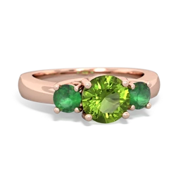 Peridot Three Stone Round Trellis 14K Rose Gold ring R4018