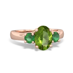 Peridot Three Stone Oval Trellis 14K Rose Gold ring R4024