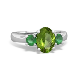 Peridot Three Stone Oval Trellis 14K White Gold ring R4024