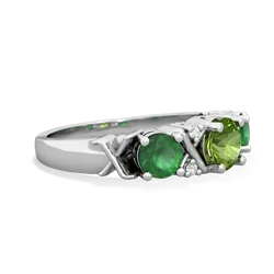 Peridot Hugs And Kisses 14K White Gold ring R5016