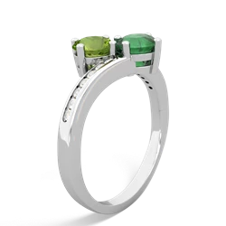 Peridot Channel Set Two Stone 14K White Gold ring R5303