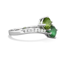 Peridot Channel Set Two Stone 14K White Gold ring R5303