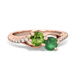 Peridot Infinity Pave Two Stone 14K Rose Gold ring R5285