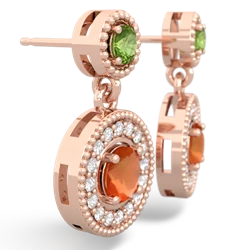 Peridot Halo Dangle 14K Rose Gold earrings E5319