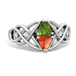 Peridot Keepsake Celtic Knot 14K White Gold ring R5300