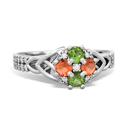 Peridot Celtic Knot Cluster Engagement 14K White Gold ring R26443RD