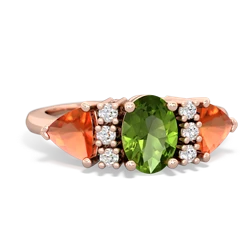 Peridot Antique Style Three Stone 14K Rose Gold ring R2186