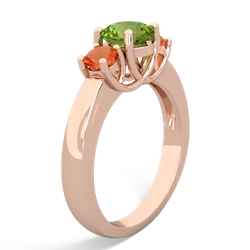 Peridot Three Stone Round Trellis 14K Rose Gold ring R4018