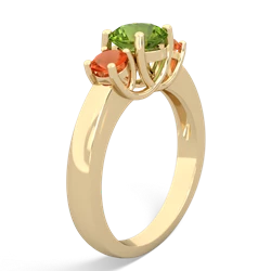 Peridot Three Stone Round Trellis 14K Yellow Gold ring R4018