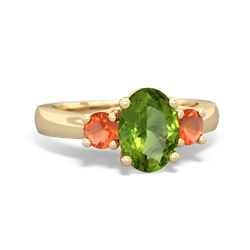 Peridot Three Stone Oval Trellis 14K Yellow Gold ring R4024