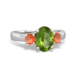 Peridot Three Stone Oval Trellis 14K White Gold ring R4024