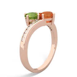 Peridot Channel Set Two Stone 14K Rose Gold ring R5303