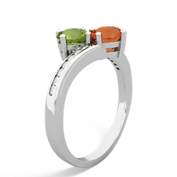 Peridot Channel Set Two Stone 14K White Gold ring R5303