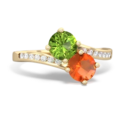 Peridot Channel Set Two Stone 14K Yellow Gold ring R5303