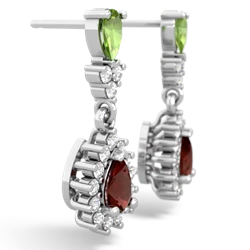 Peridot Halo Pear Dangle 14K White Gold earrings E1882