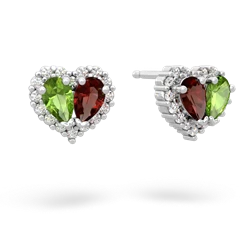 Peridot Halo 14K White Gold earrings E7008