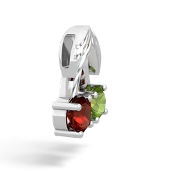 Peridot Sweet Cherries 14K White Gold pendant P7001