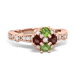 Peridot Sparkling Tiara Cluster 14K Rose Gold ring R26293RD