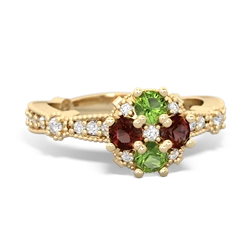 Peridot Sparkling Tiara Cluster 14K Yellow Gold ring R26293RD