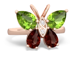 Peridot Butterfly 14K Rose Gold ring R2215