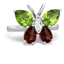 Peridot Butterfly 14K White Gold ring R2215