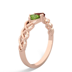 Peridot Heart To Heart Braid 14K Rose Gold ring R5870