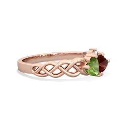 Peridot Heart To Heart Braid 14K Rose Gold ring R5870