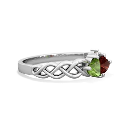 Peridot Heart To Heart Braid 14K White Gold ring R5870