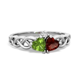 Peridot Heart To Heart Braid 14K White Gold ring R5870