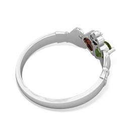 Peridot 'Our Heart' Claddagh 14K White Gold ring R2388