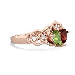 Peridot 'One Heart' Celtic Knot Claddagh 14K Rose Gold ring R5322